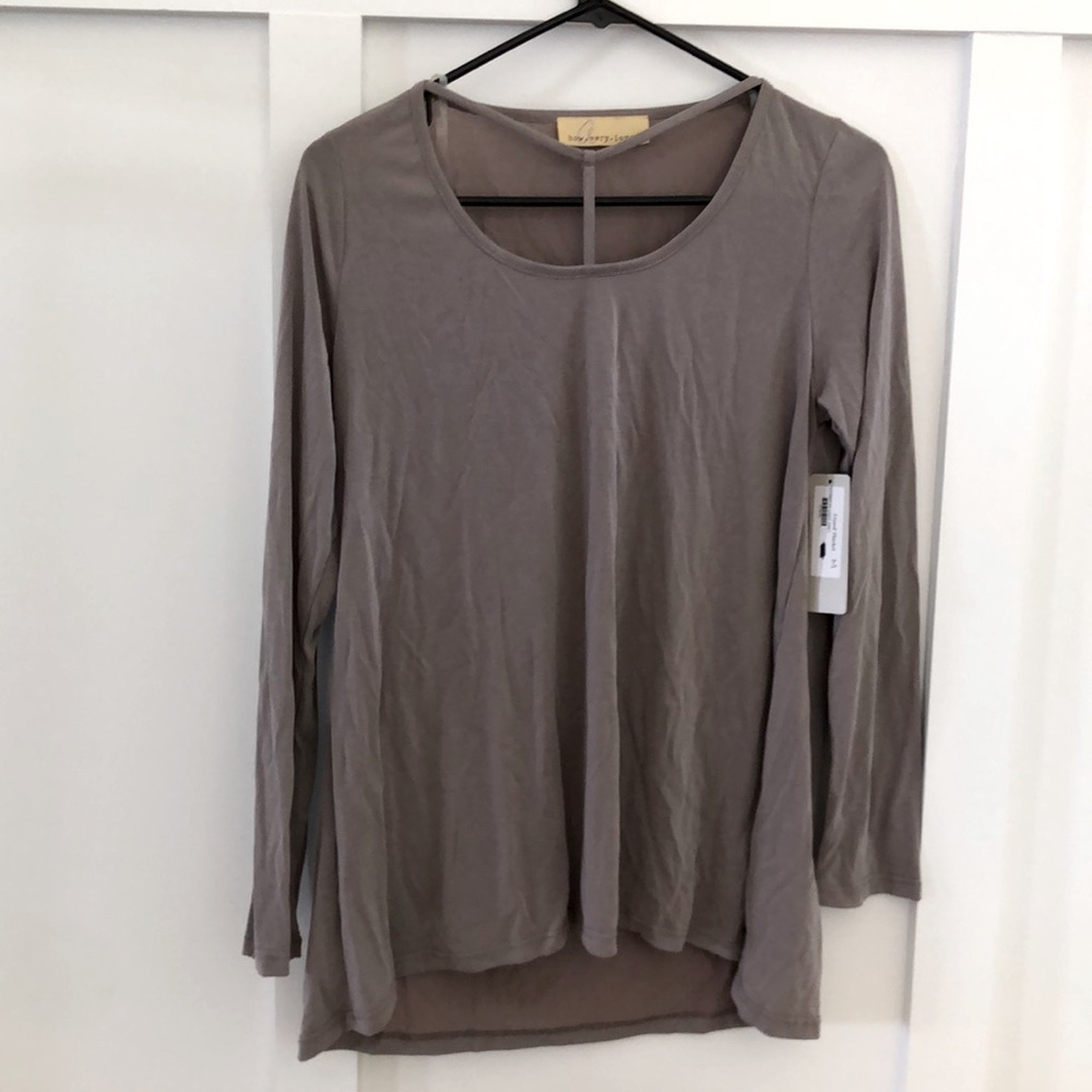 NWT taupe top with front detailing